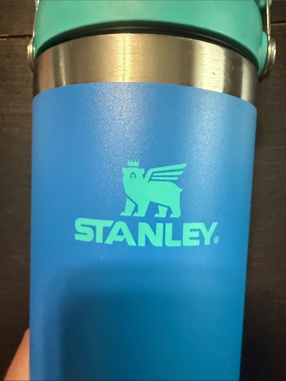Stanley Blue ice flow Tumbler with Teal Handle and Boot - Picture 2 of 5